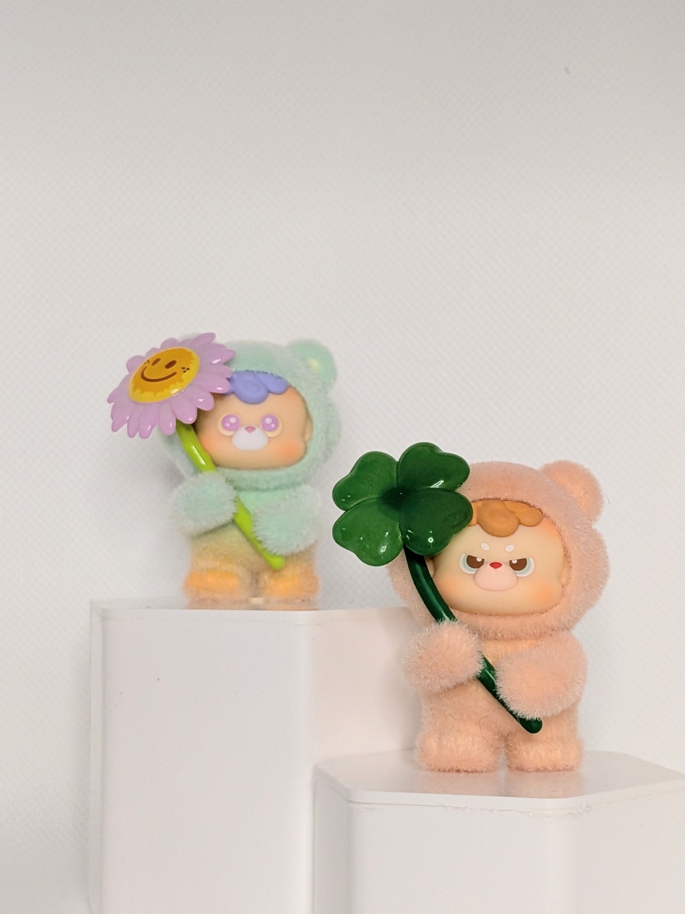 Plush Bear Figurine with Clover - Peach Color
